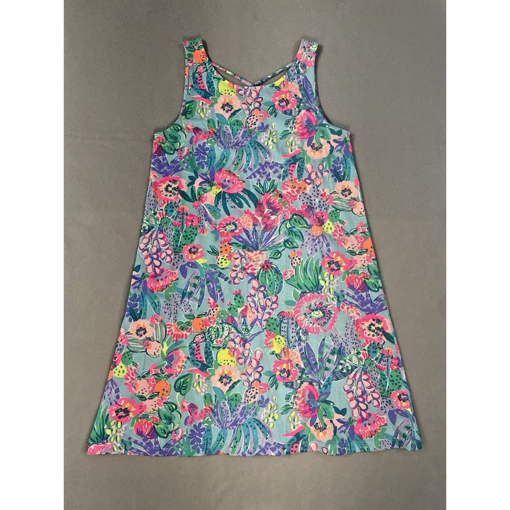 Lilly Pulitzer Vibrant Floral Kristen Shift Dress V-Back Tropical Lattice SM - Picture 7 of 14